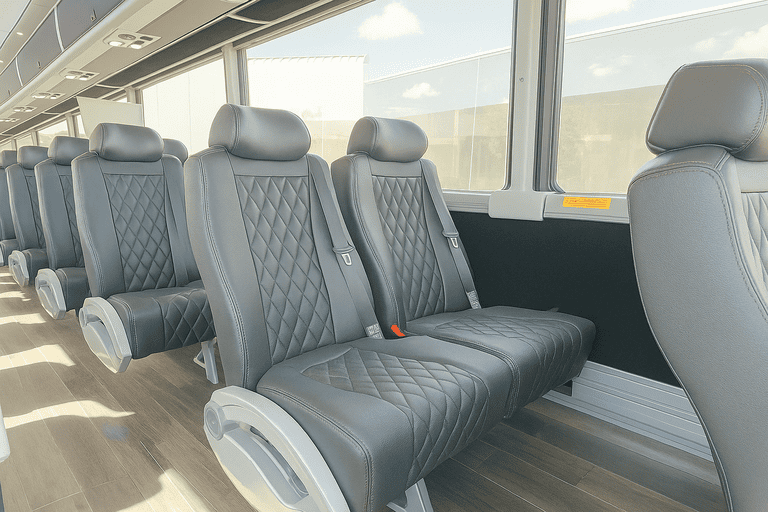 interior of Delray Beach Coach Bus Service charter bus