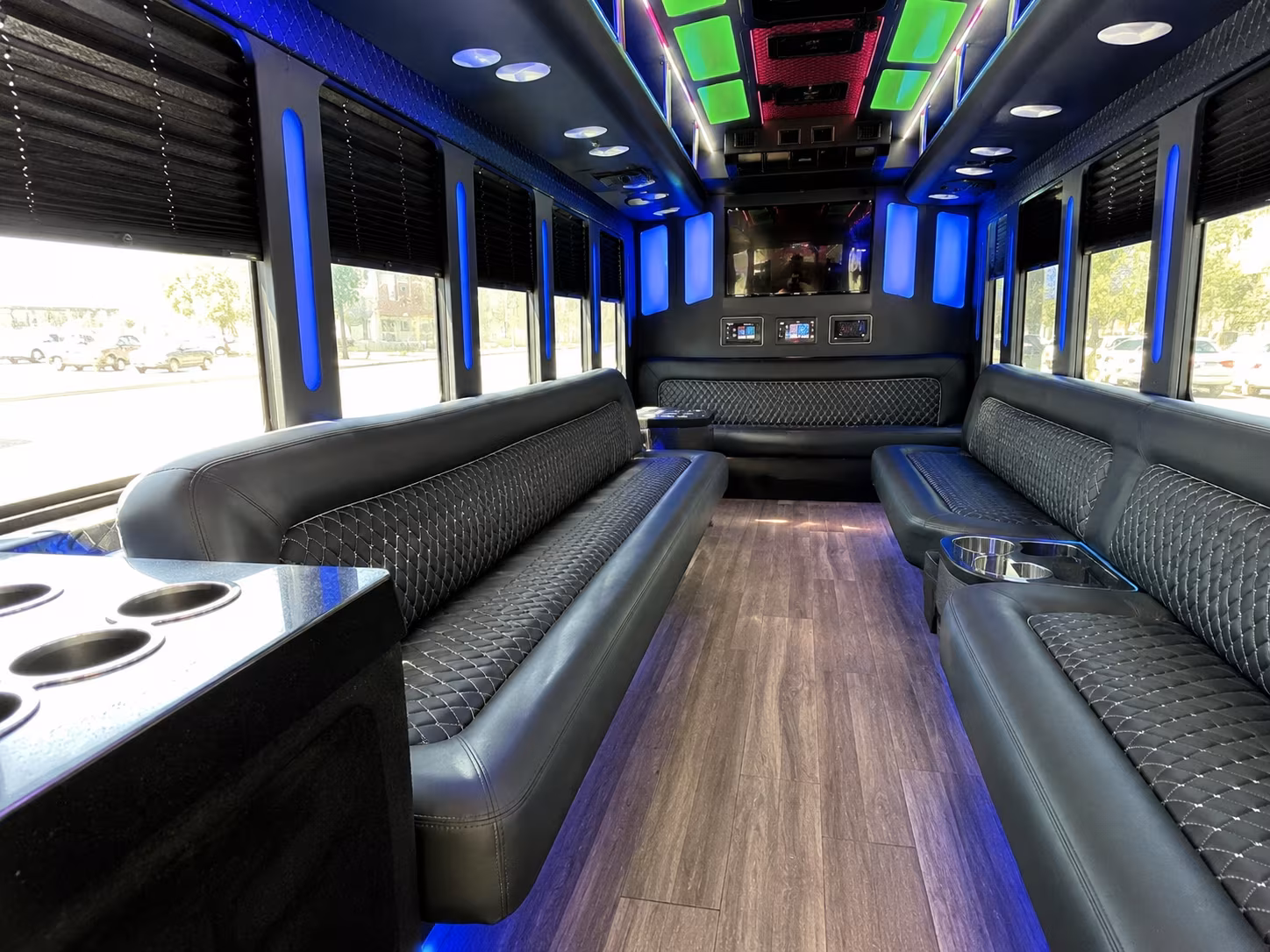 delray beach 15 passenger party bus inside
