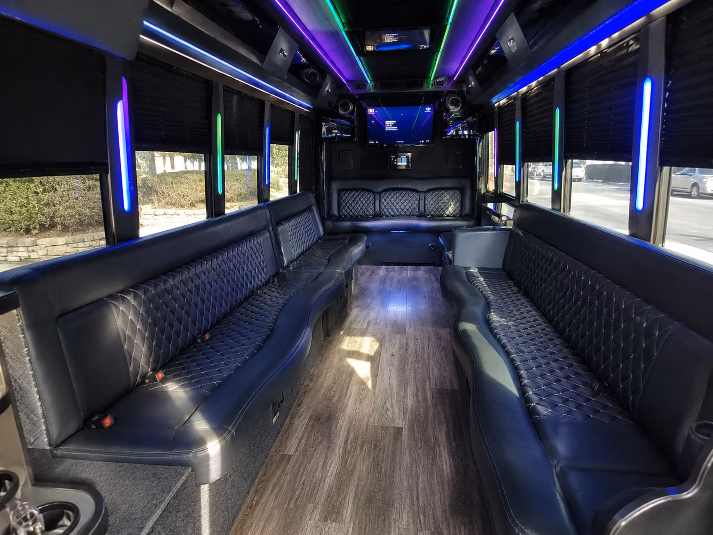 delray beach 15 passenger party bus interior