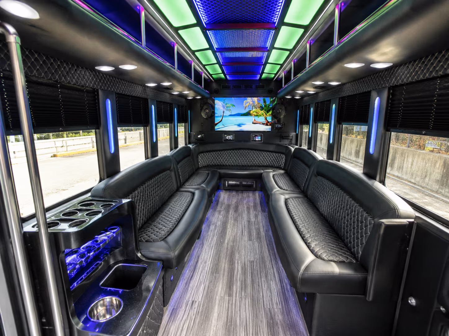 delray beach 18 passenger party bus inside