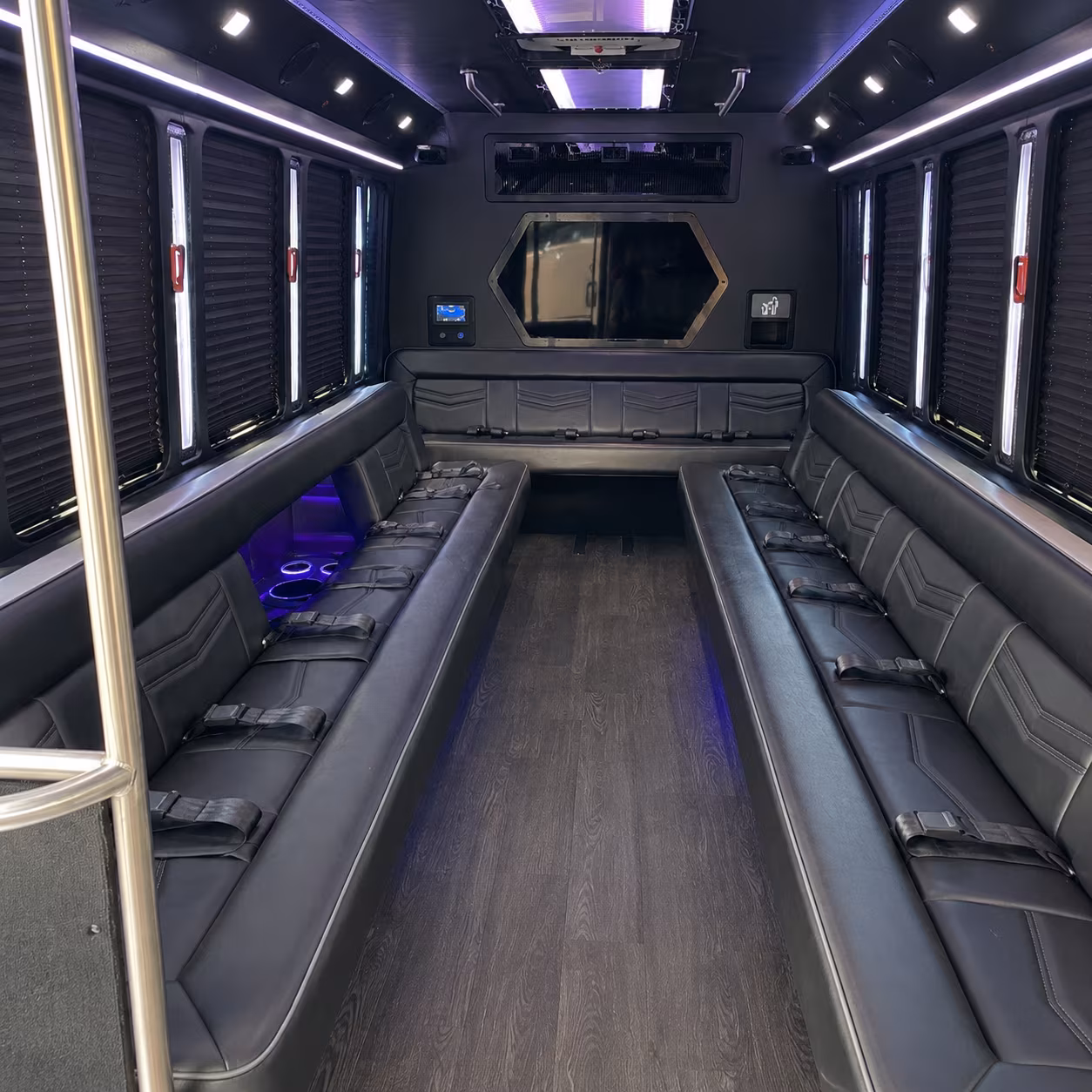 delray beach 18 passenger party bus interior