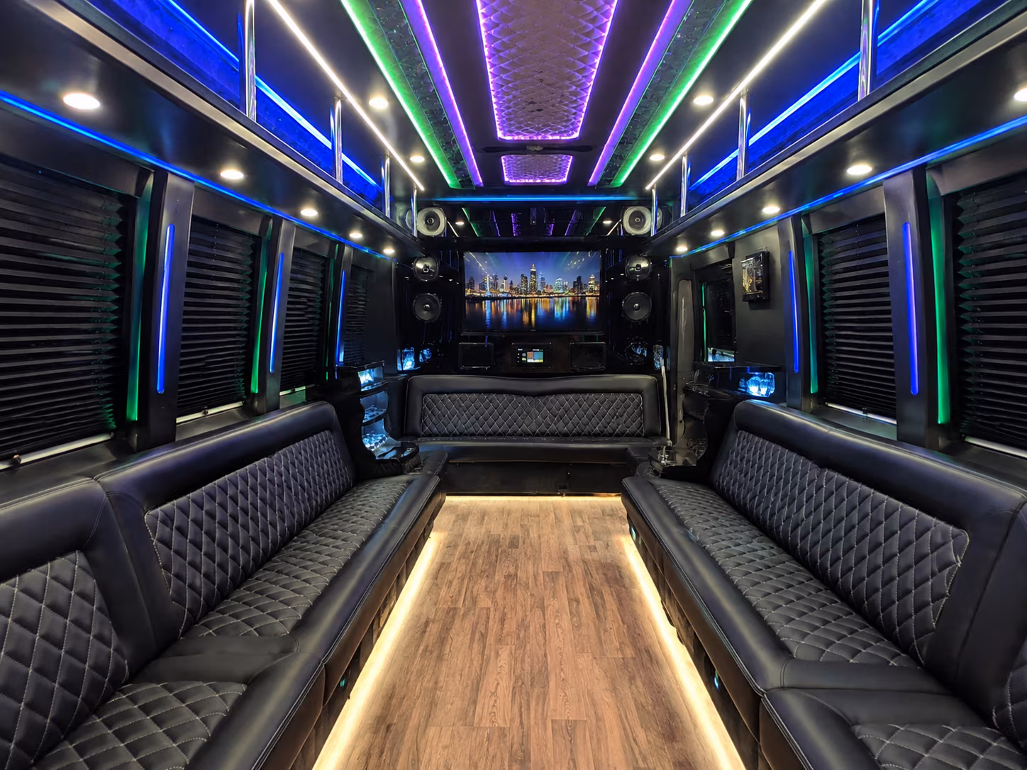 delray beach 25 passenger party bus interior