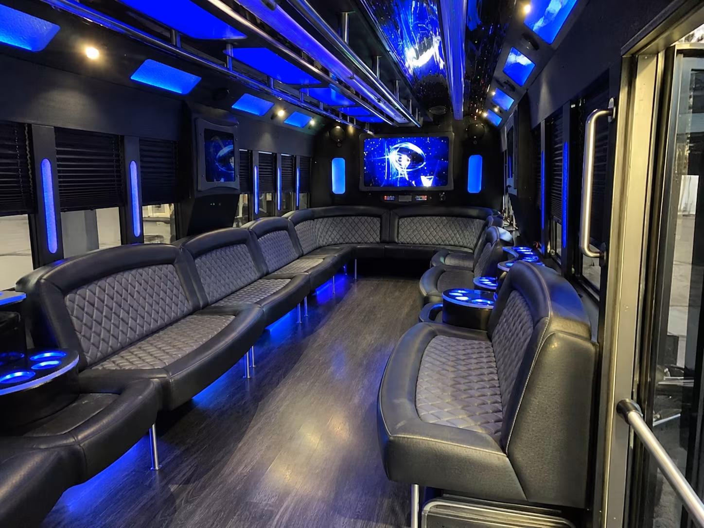 delray beach 28 passenger party bus interior