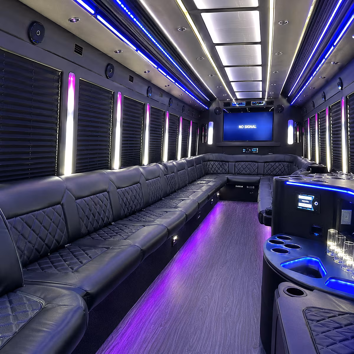 delray beach 30 passenger party bus inside