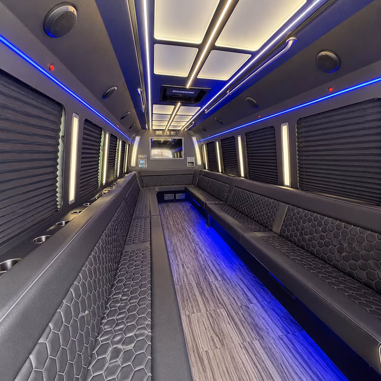 delray beach 30 passenger party bus interior
