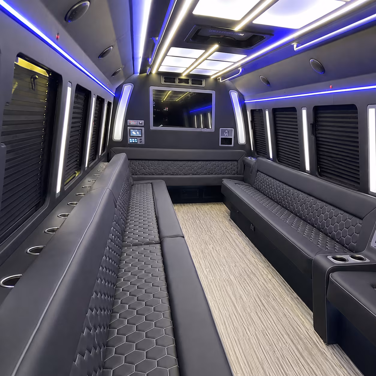 delray beach 40 passenger party bus inside