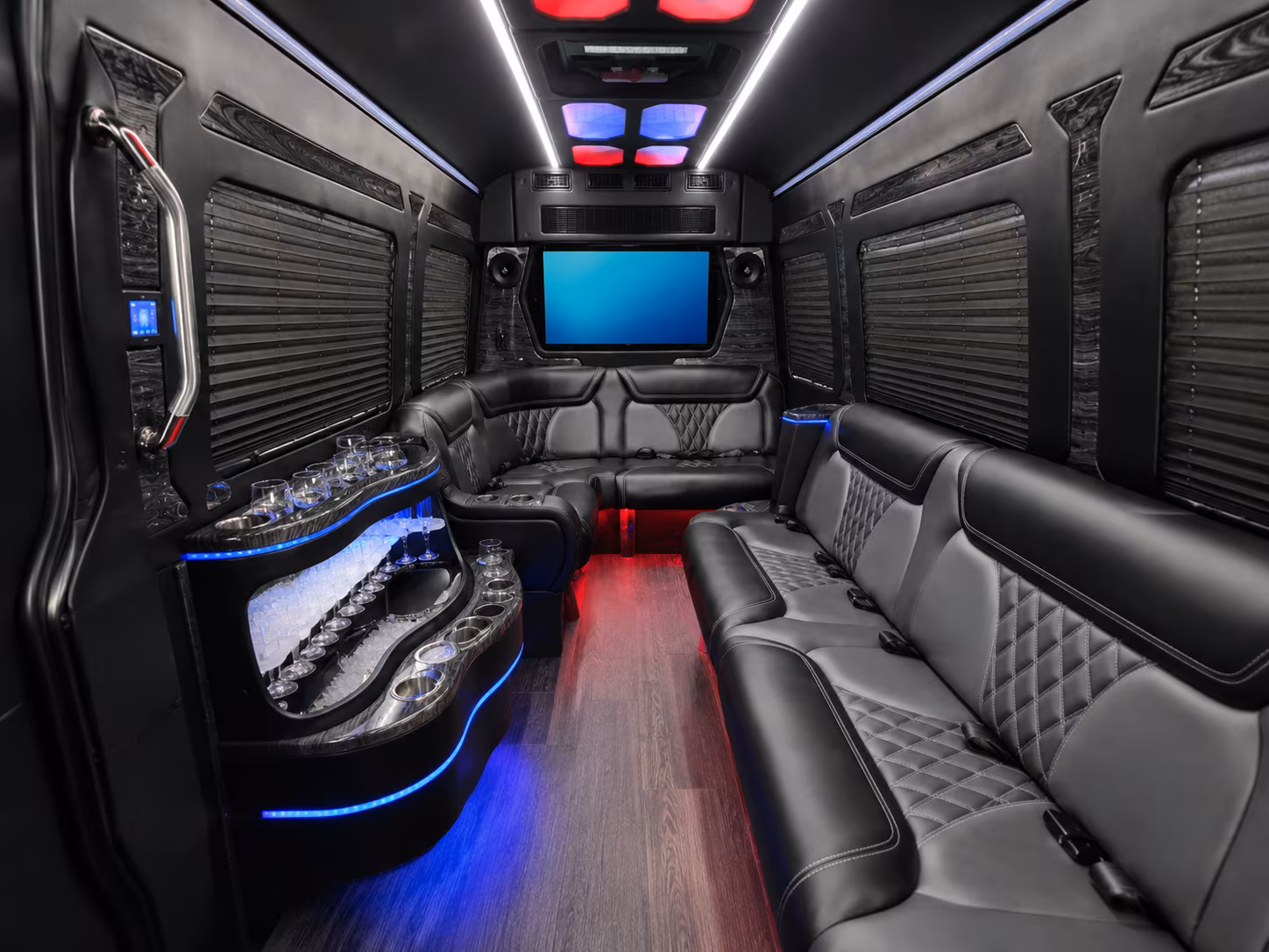 delray beach 40 passenger party bus interior