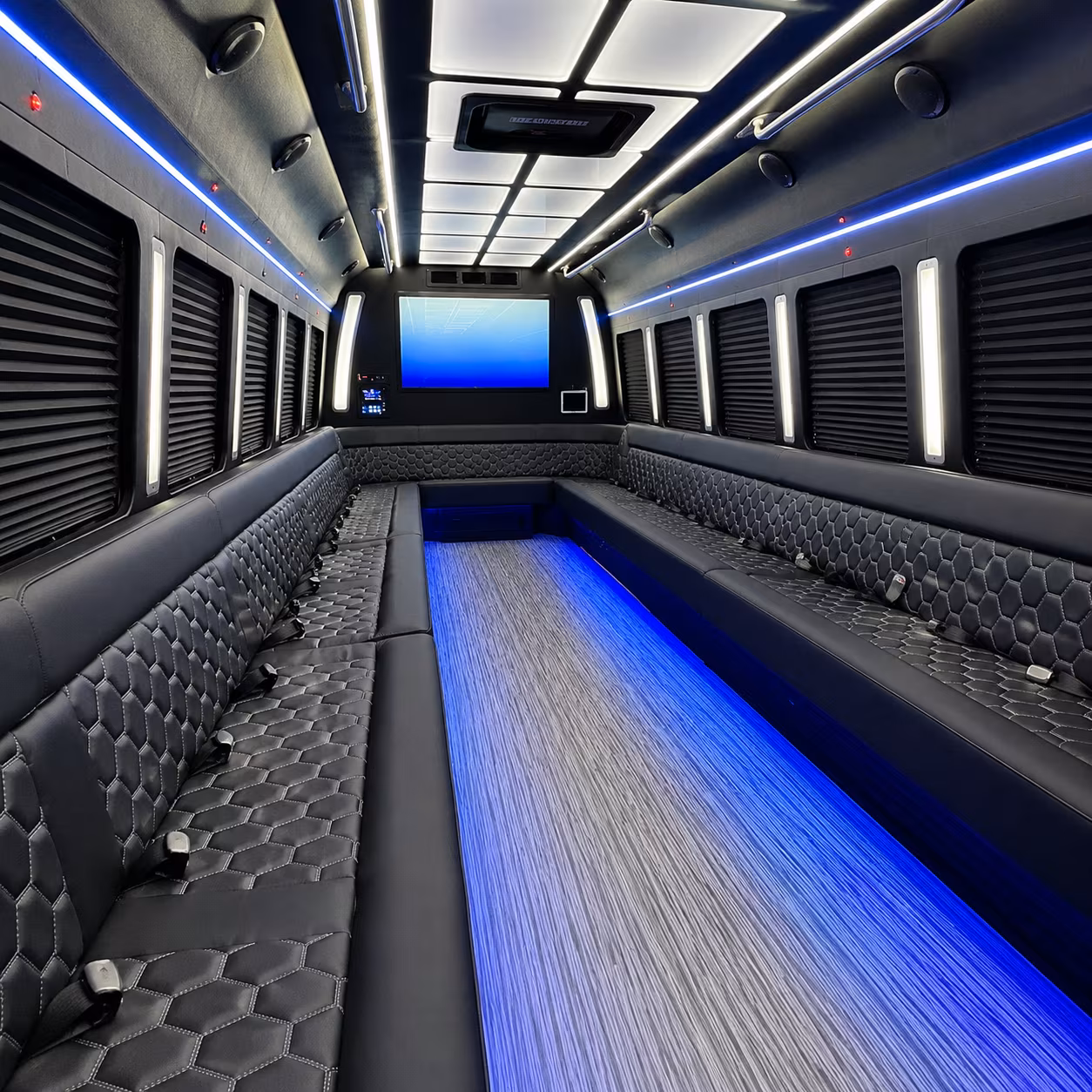 delray beach 50 passenger party bus inside